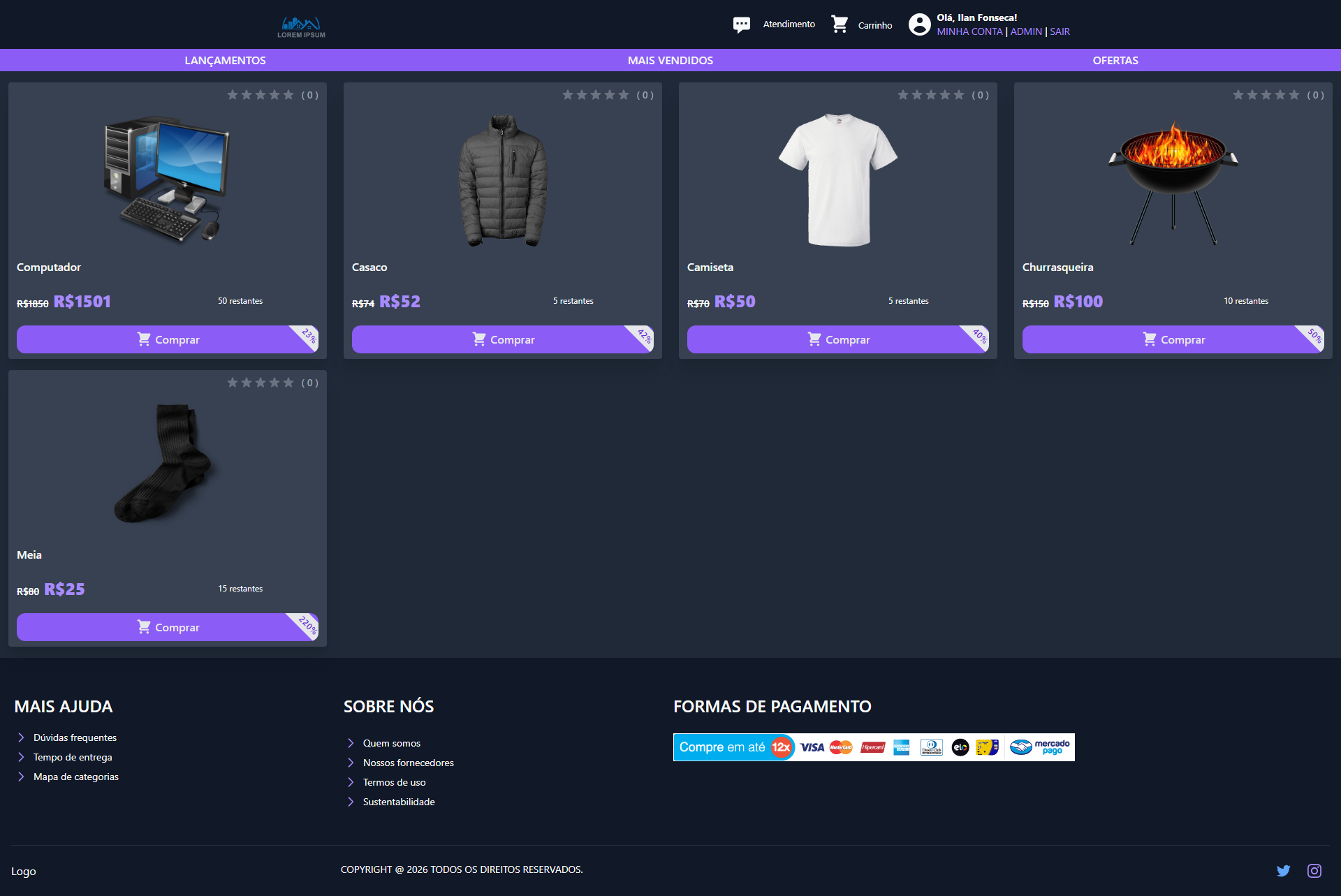 Vitrine do E-commerce