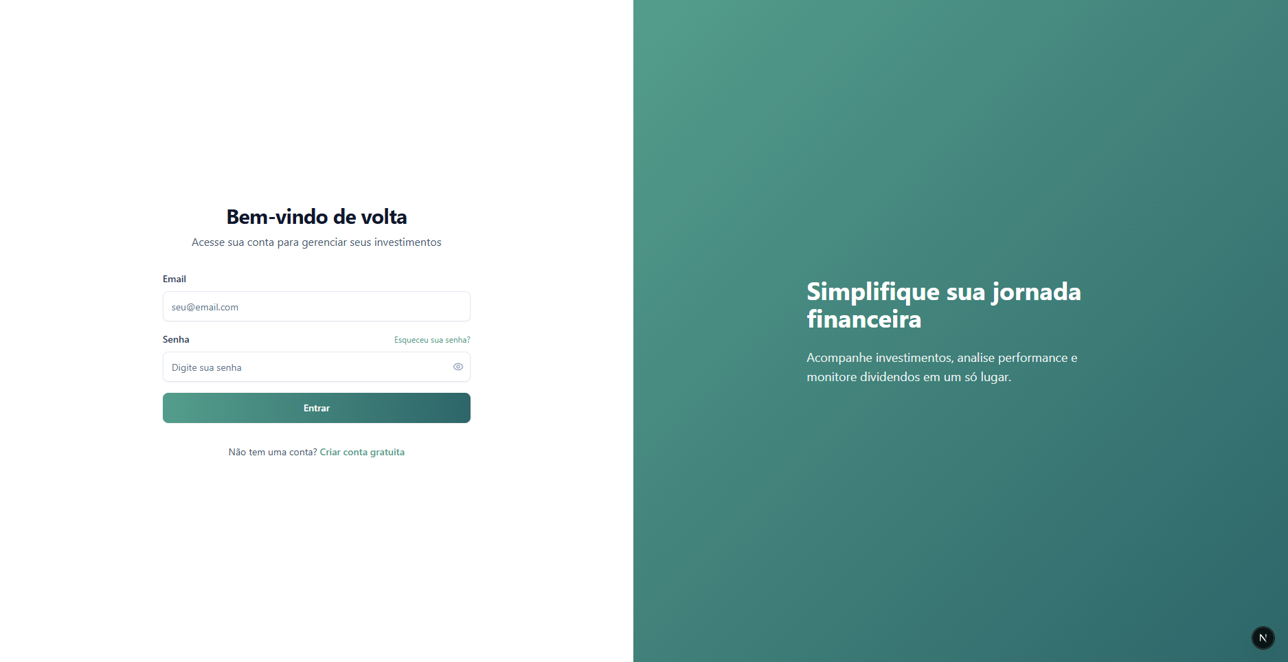 Visualização da carteira 1